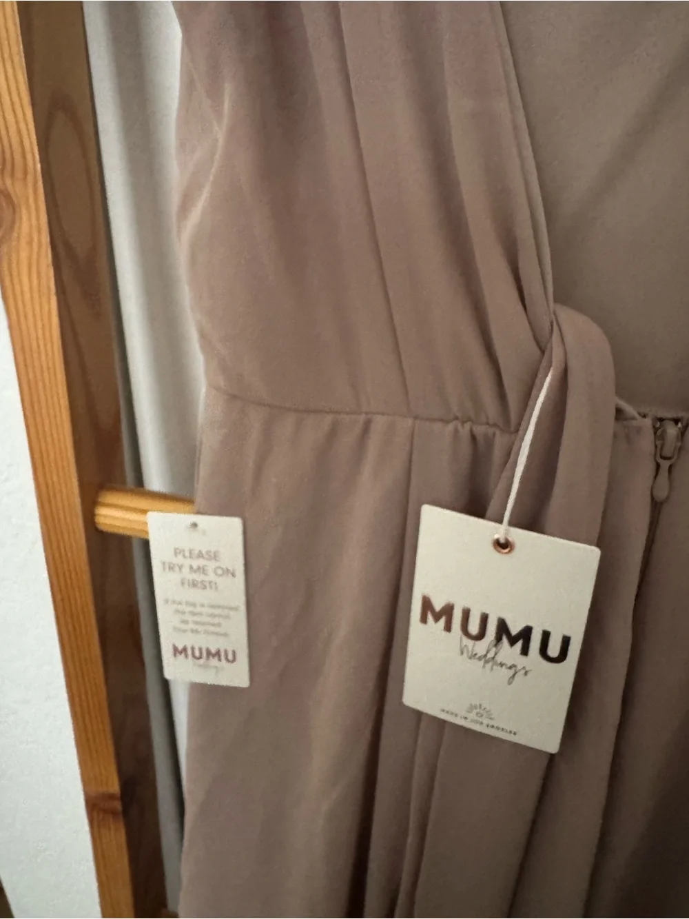Show Me Your Mumu Jenn Maxi Dress Soft Beige Tan Wedding Bridesmaid Gown NWT